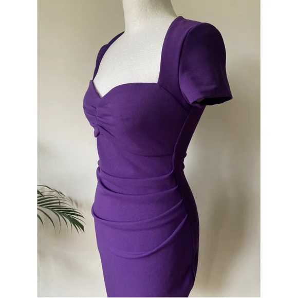 Stephanie Pratt Purple Bodycon Dress Size 10 - Picture 2 of 3